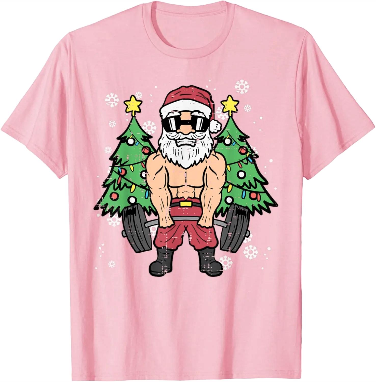 

Christmas Santa Deadlift Xmas Weightlift Gym Print Women TShirt Fashion Short Sleeve Design Printed Tshirt Tops Fit Clothing 4XL
