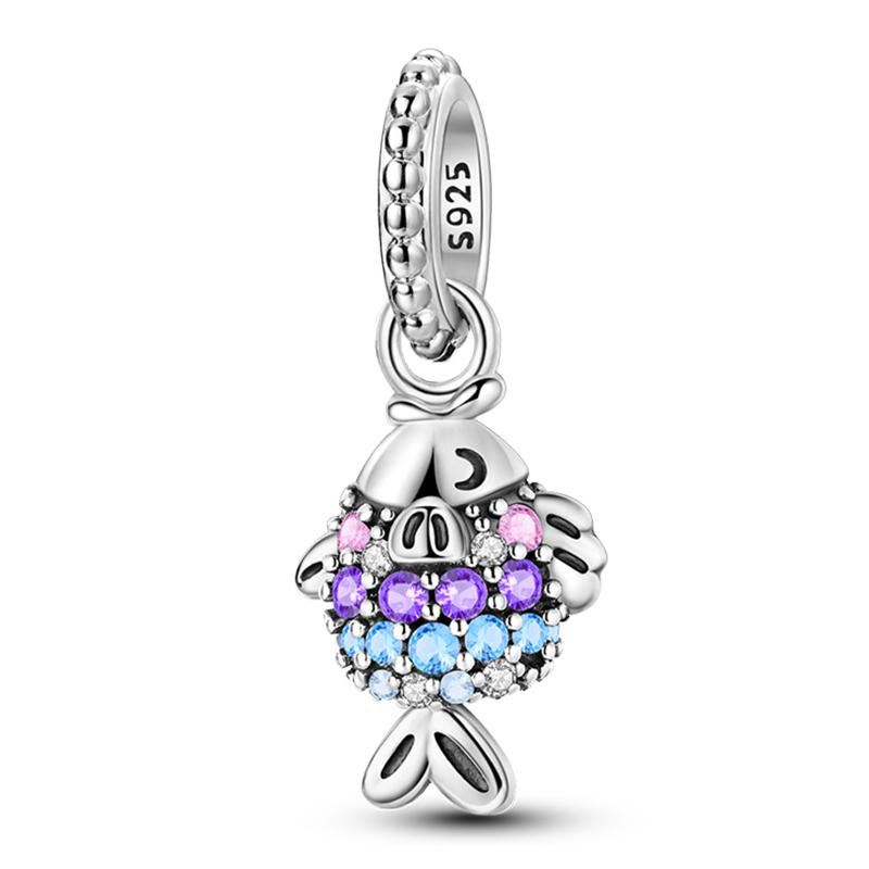 Ocean Series Copper Luminous Shell Pearl Fishtail Tortoise Charms Beads Fit 3Mm Original Bracelets Fine Diy Jewelry