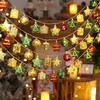 Christmas Fairy String Lights 10/20/40/80 LED Xmas Warm White Light with Santa Claus Tree Snowman Candy Cane Stockings for Indoor Home Party Decor