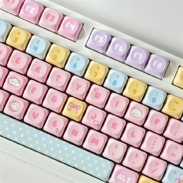 PBT Mechanical Keyboard Keycaps 131Keys Keycaps Candy Bear Theme Colorful MOA Height Heat Sublimated Set