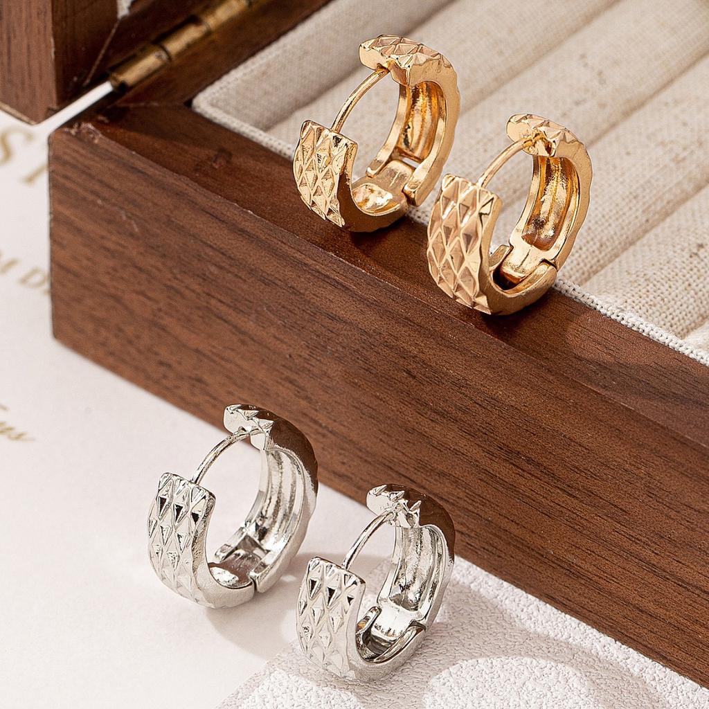 Geometric rhombus texture irregular ear buckle temperament versatile trend earrings