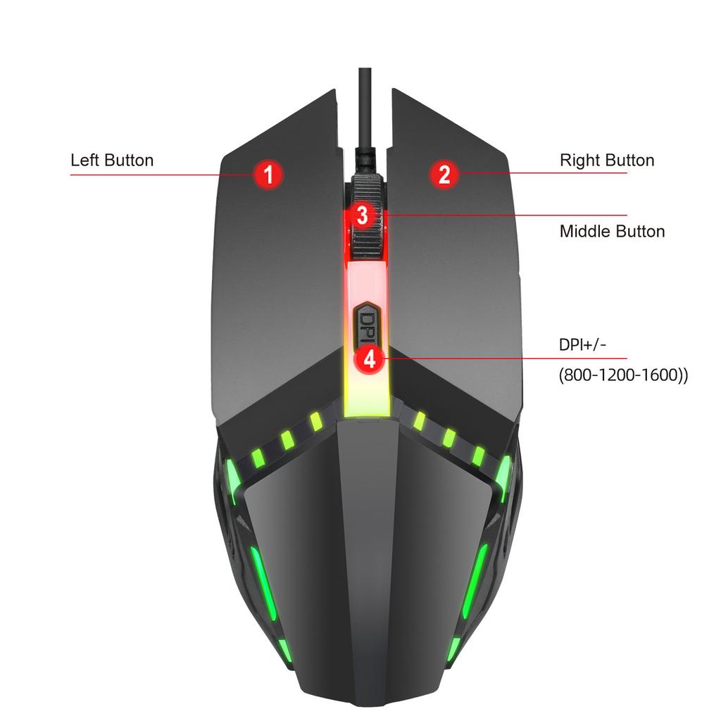 S200 New Wired Mouse Colorful Luminous Gaming Mouse 4D Ergonomic Design