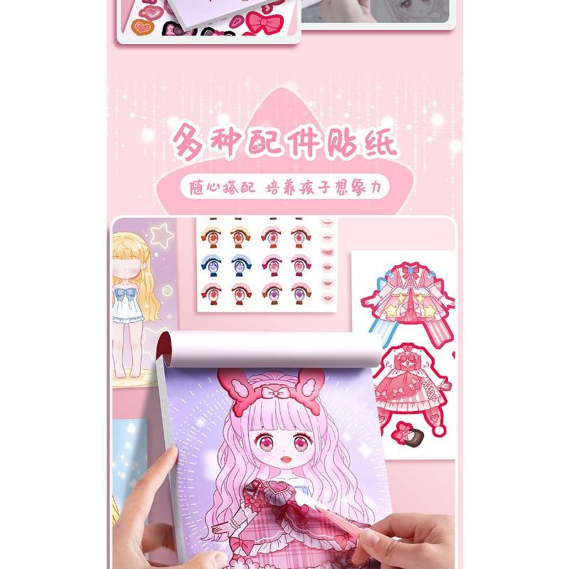 Cute Princess Dress Up Sticker Book Cartoon Girls Kids Educational Activity Book
