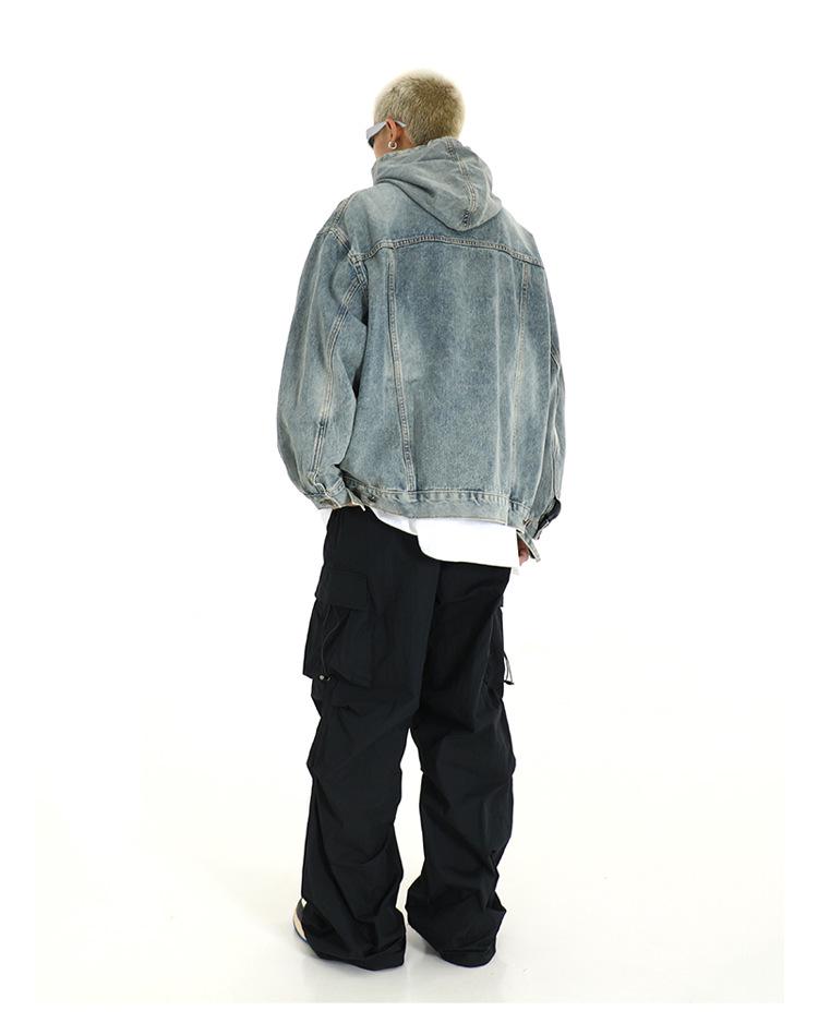 Felpa con cappuccio unisex in denim pesante lavato - Trendy, versatile e casual pullover