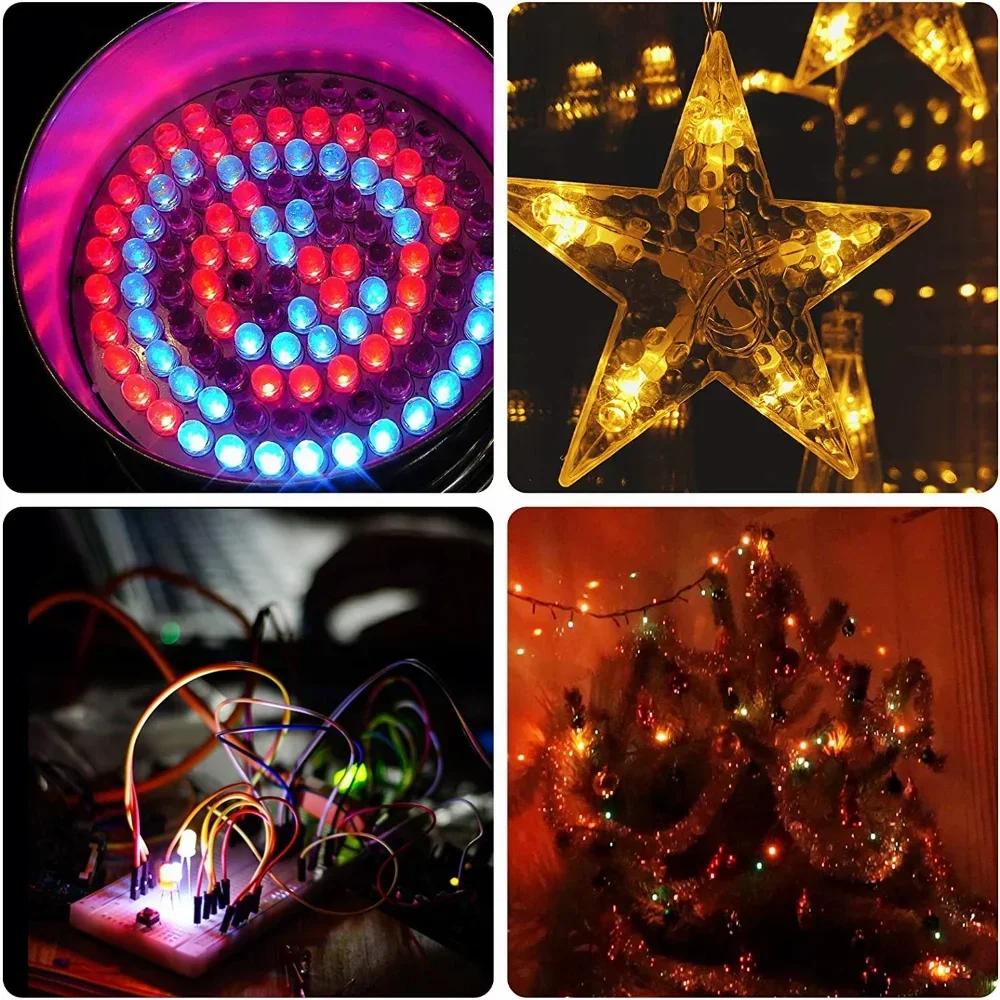 50PCS 5mm Multicolor Slow/Fast Flashing LED Diode Blinking Light Emitting Diodes 2 Pins Clear Round LED Lights
