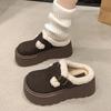 Mao monsoon bag head half slippers fluffy thick bottom casual European plus heightening Birkenstock cotton slippers