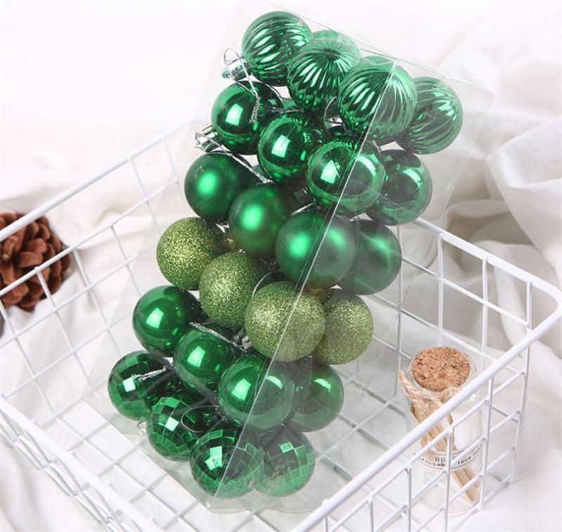 4CM Weihnachtskugel-Geschenkbox Set Erhältlich Leichtgewichtige Feiertags-Weihnachtsbaum-Schmuckdekorationen Weihnachtsdekorationen 36 Stück/Karton