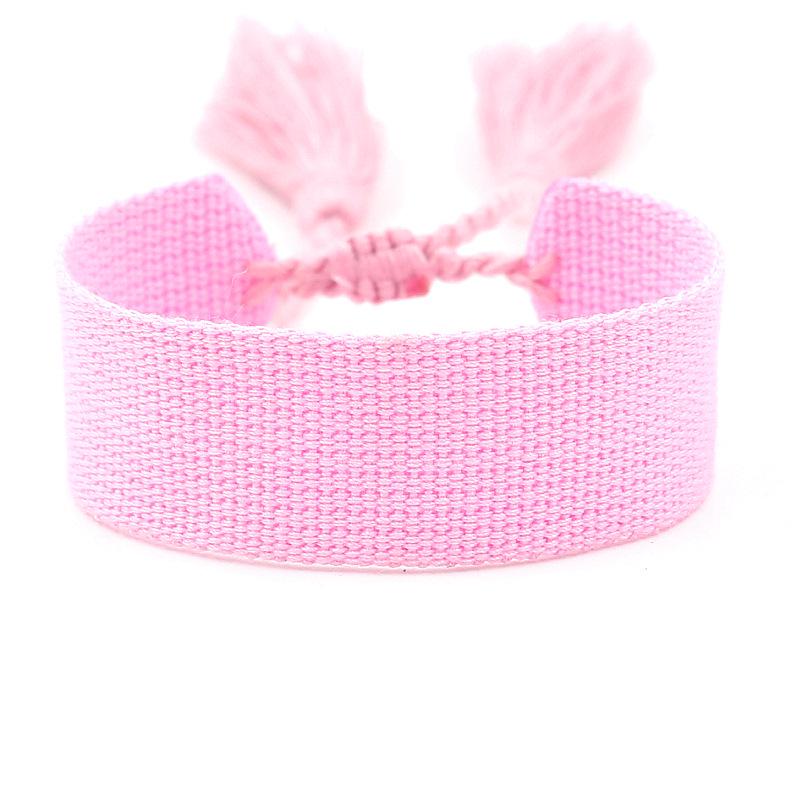 Ethnic Style Woven Bracelet with Embroidered Tassels - D Family DIY Promotion Wristband