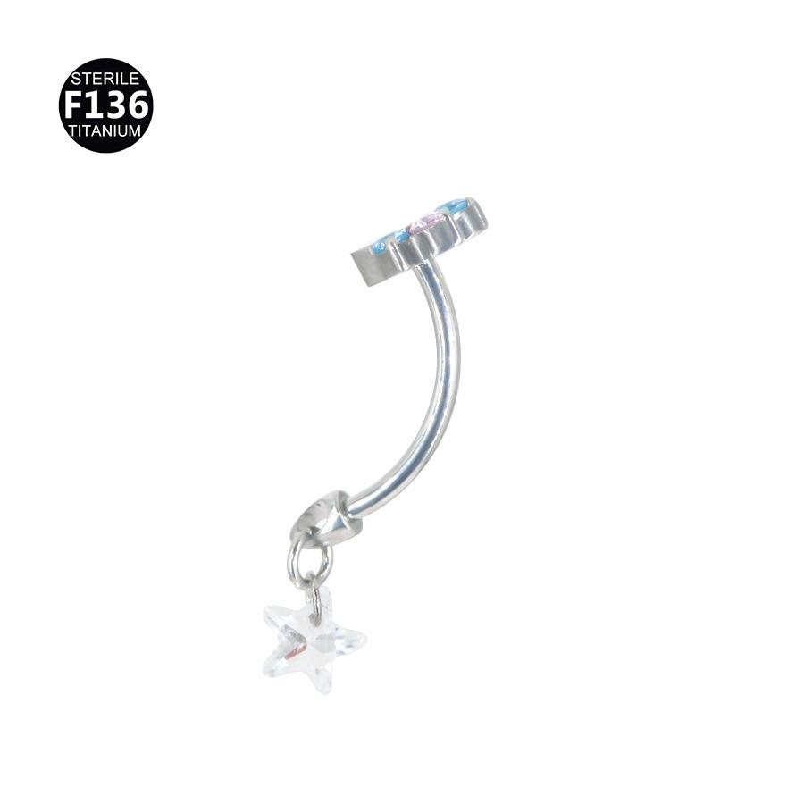 F136 Titanium Alloy Star Pendant Internally Threaded Cat Claw Piercing Stud for Rook, Ear, Eyebrow, Navel, Tooth, M0.9