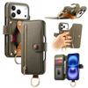 Luxury Zipper Cards Solt Wristband Wallet Leather Ring Holder Case For iPhone 17 Pro Max 16 Plus 15 14 13 12 Kickstand Bag Cover