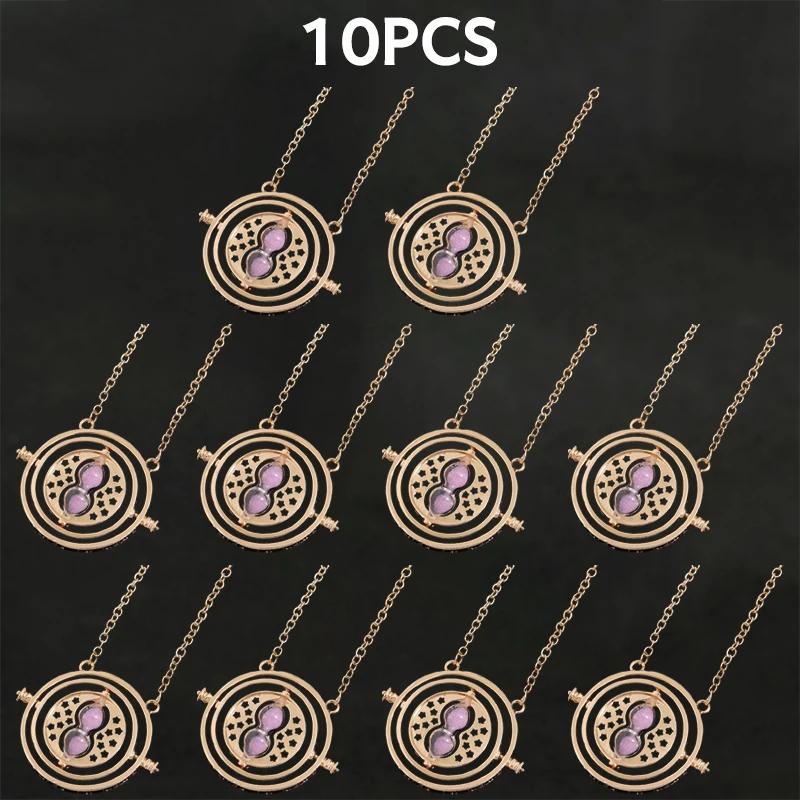 1-10Pcs Harried Time Necklace Timer Hourglass 360 Rotatable Potters Cosplay Props Astronomical Time Converter Magic School Gift