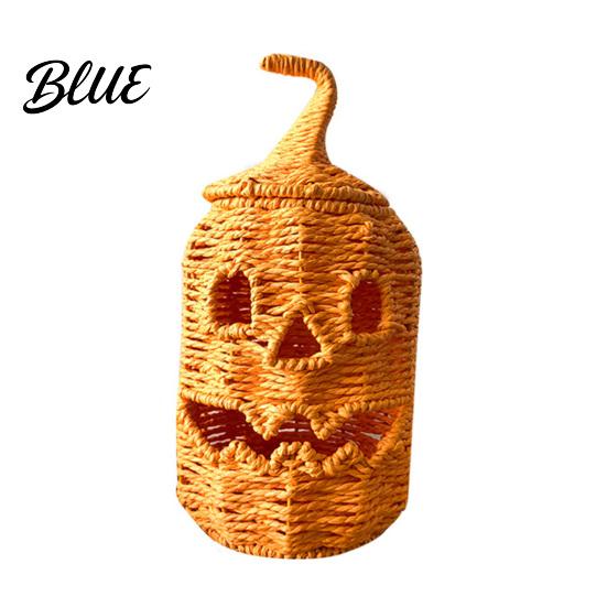 Handmade Woven Pumpkin Storage Handwoven Lantern Vintage Rustic Halloween Decor Hollow Smile Tiered Party Setting Accessories Face Jar with