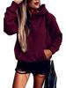 2024 Autumn/Winter Women's Plus Velvet Loose Solid Hooded Sweatshirt