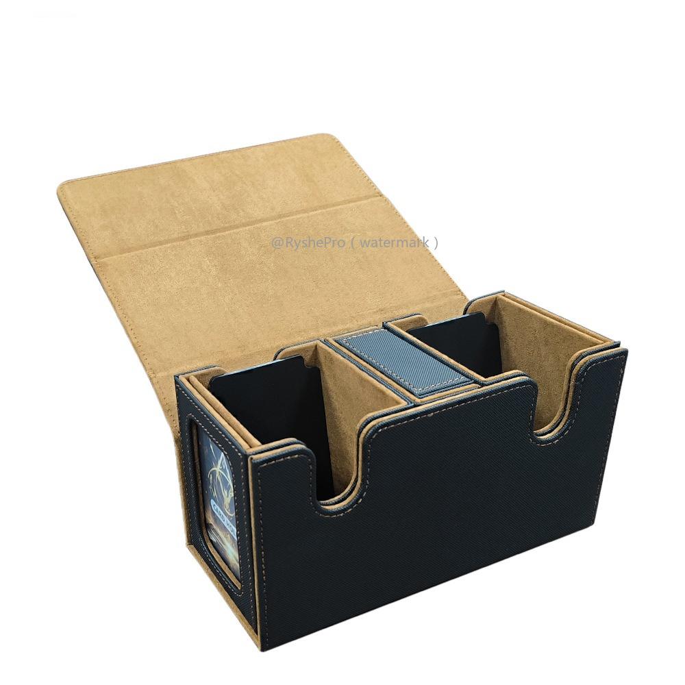 3-in-1 Card Deck Box Holds 200+ Sleeved Card Magnetic Card Case with 2 Commander Display and 1 Dice Tray for MTG TCG Sports