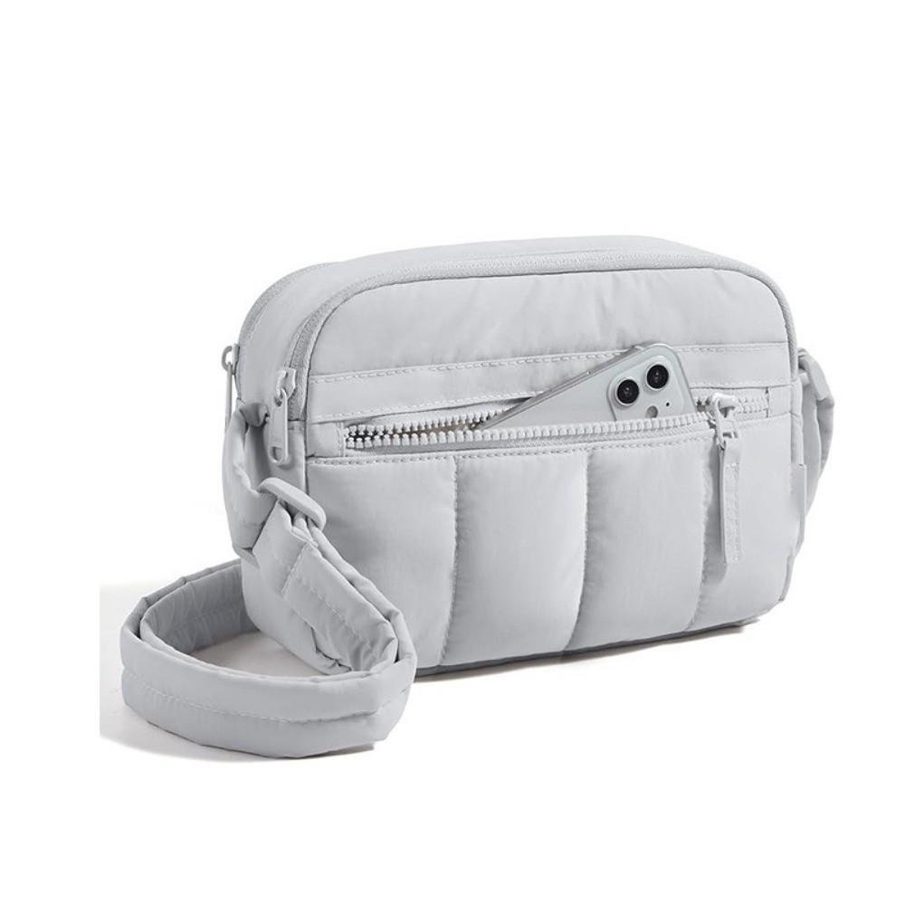 Fashion Puffy Crossbody Bag Waterproof Adjustable Tote Bag Solid Color Large Capacity Travel Handbag for Women