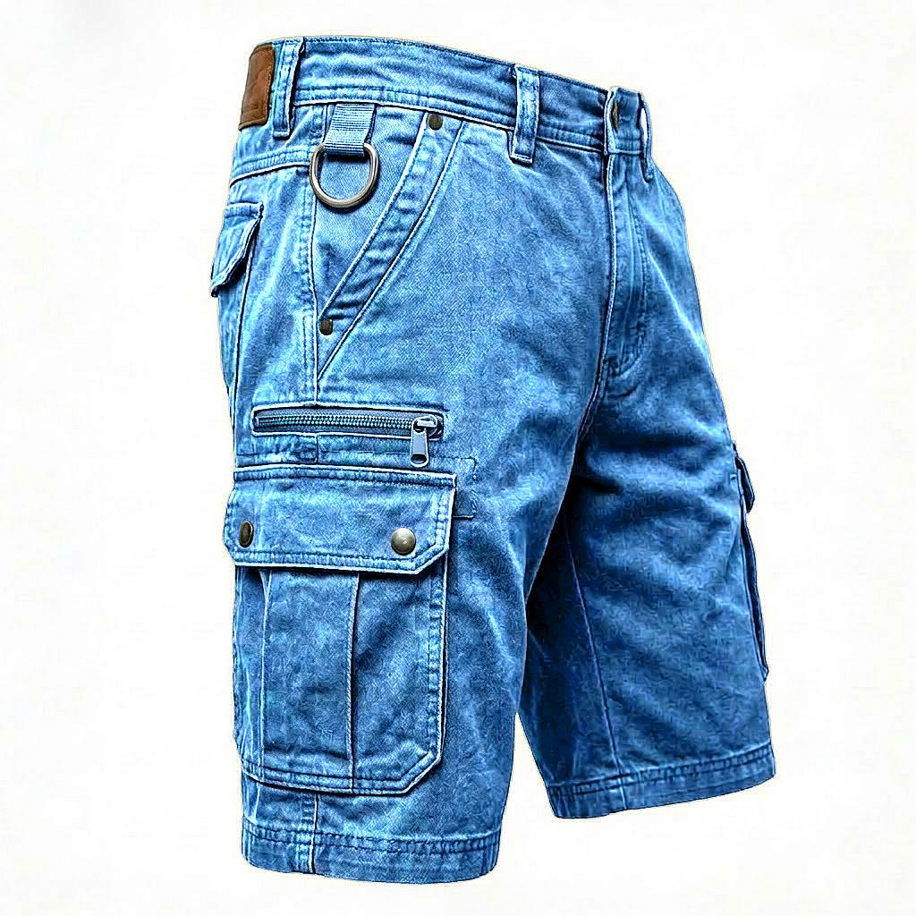 Vintage Multi-Pocket Cargoshorts Herren Lässig Einfarbige Lockere Gerade Shorts Frühling Sommer Herrenmode Knielange Hosen
