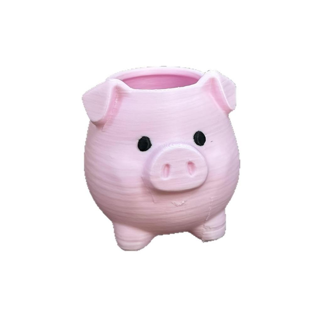 Plastic Desktop Organizer Cartoon Makeup Brush Holder Creative Pig Pen Holder Desktop Decoration розовый