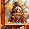 Decorative PVC Window Film Thanksgiving Sticker, Static Cling Fall Decal, Removable Autumn Decals Cute Animal Sticker for Holiday Decoration
