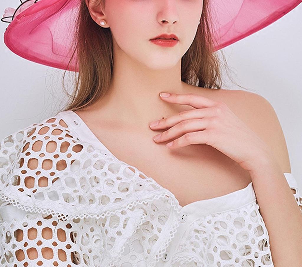 Women's Summer Foldable Sun Hat: European & American Style Fedora with Flower Organza Design