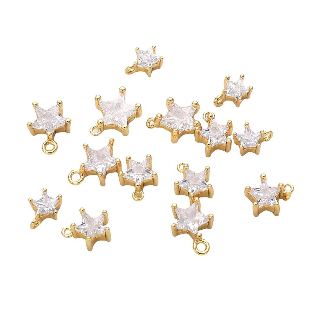 1PCS/Bag Copper Micro Inlaid Zircon Pentagram Pendant For DIY Handmade Jewelry