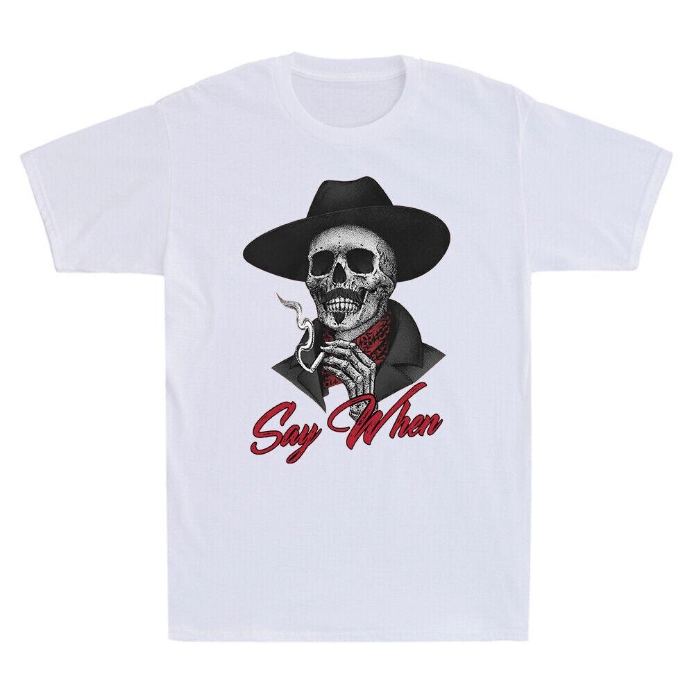 Say When Doc Holiday Skull Skeleton Waiting To Death Vintage Men s T-Shirt Black Unisex T-Shirt S