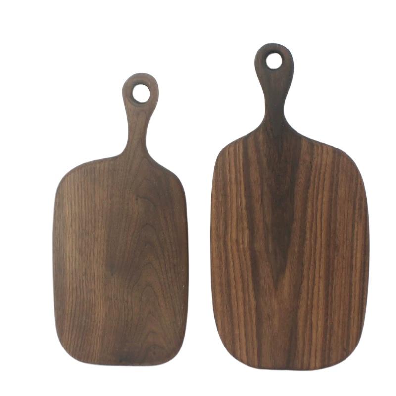 1pc Wood Small Cutting Board with Handle, Black Walnut Wooden Chopping Boards for Bread, Vegetables & Fruits, Dinner Cheese Board with Hole