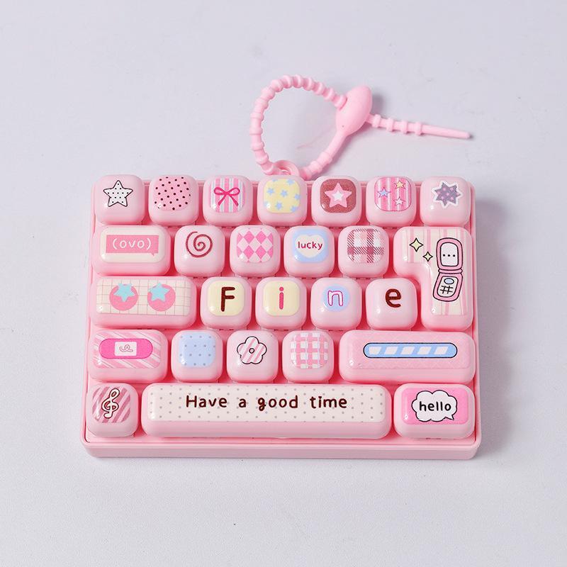 26 Key Cute Keyboard Stress Relief Fidget Toy Mini Soft Click Toy Portable Bag Pendant for Kids Stocking Stuffer