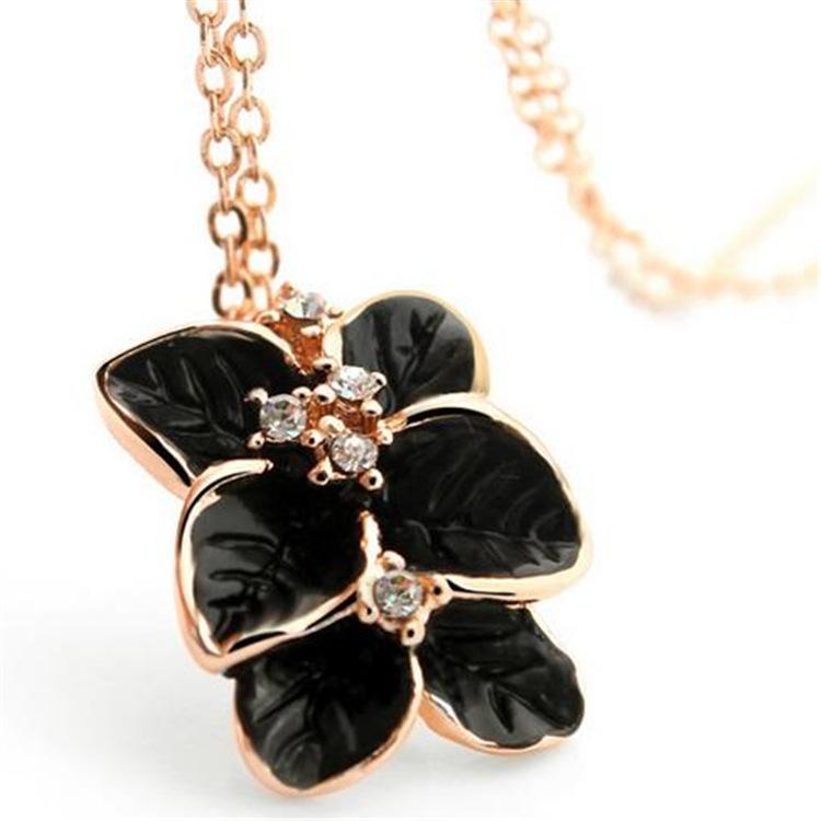 Flower Minimalist Black Necklace Jmxd Gardenia Ring Earring Clip Women Jewelry Set Floral Pendant Design Elegant Botanical Jewelry Set
