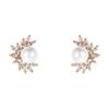 Round Pearl Earrings Stud Women Girls Fine Jewelry Silver Zircon Fashion Boucle Ooreille Femme Trendy Gifts Stud Earrings