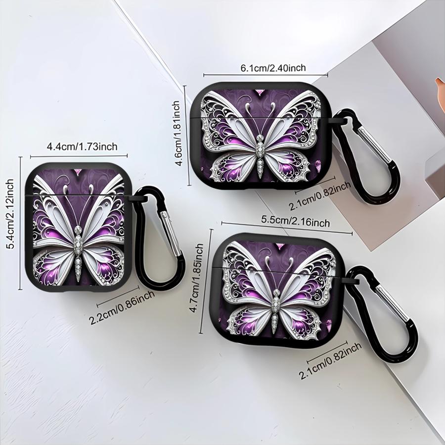 Purple Butterfly And The Flower Case For Airpods 1 2 Pro Pro2 Pro3 4 3 Earphone Cases Cover