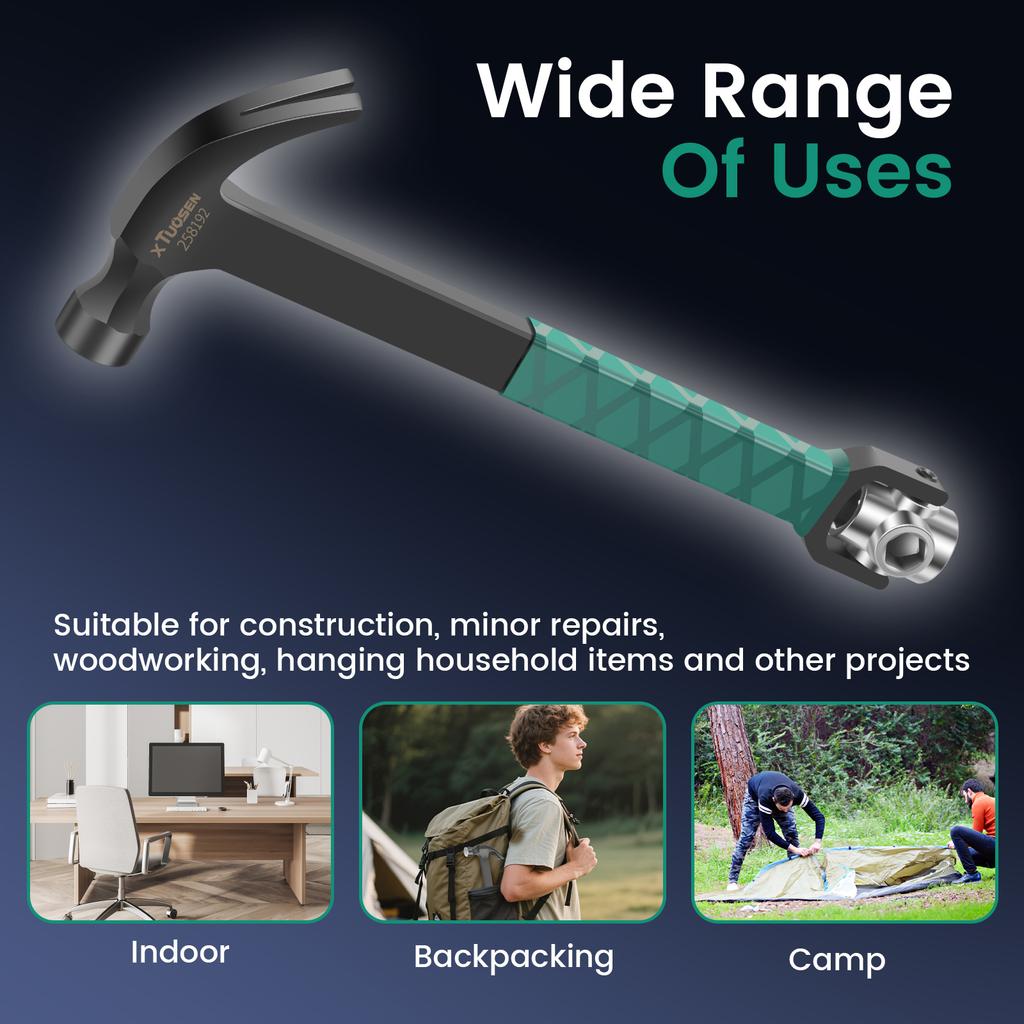 Multi-functional Claw Hammer High Carbon Steel Straight Claw Hammer Efficient Carpenter Hammers for Home Construction Carpentry
