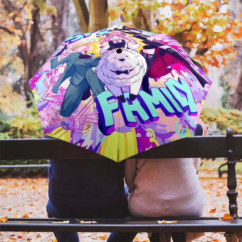 1 PC Automatic Folding Umbrella - Spy Family Pattern Portable Foldable Design With 8 Ribs Christmas Birthday Gifts