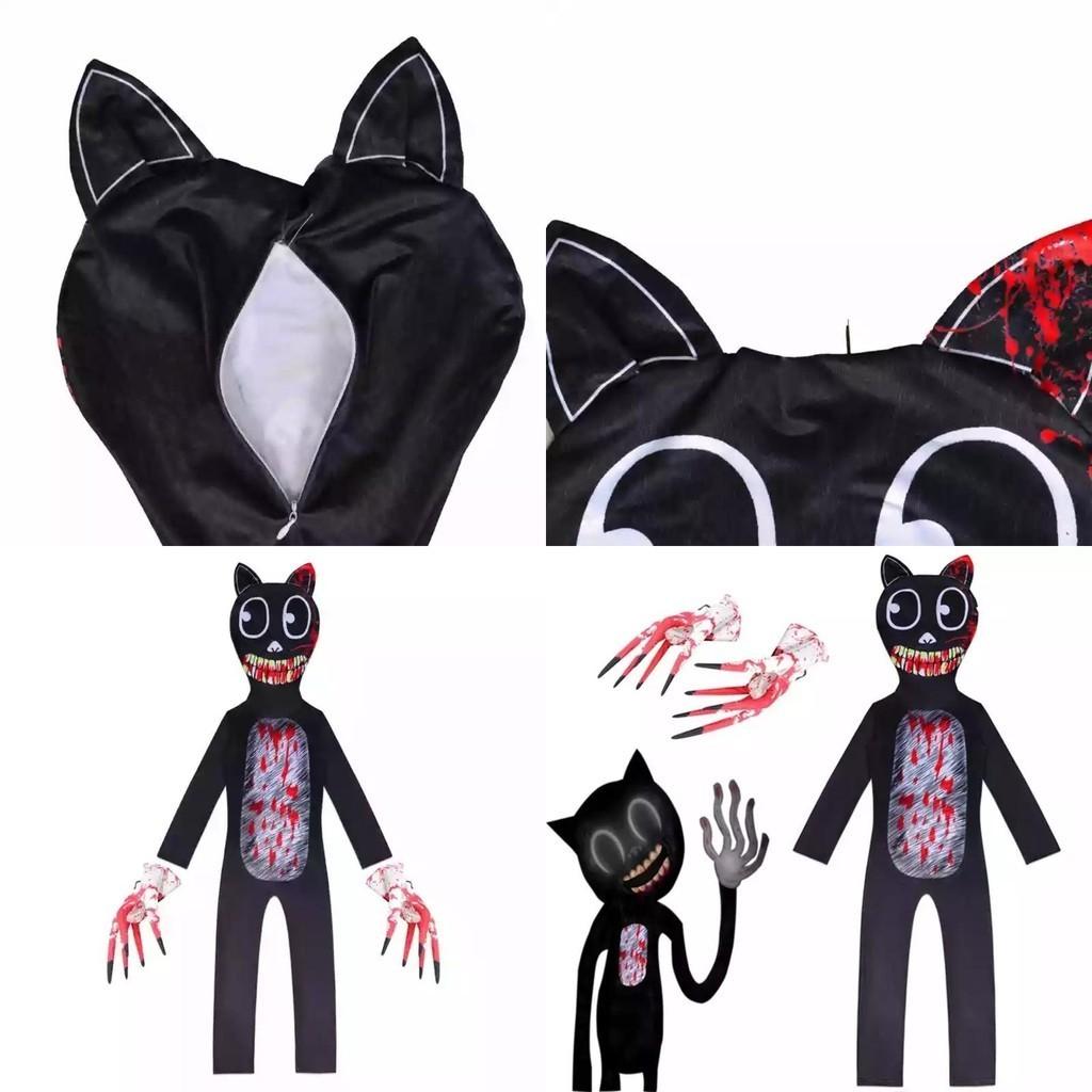 Siren Head Kid Black Cat Jumpsuit Cosplay Costume Bodysuit Halloween Party