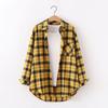 Camisa holgada de manga larga a cuadros para mujer, estilo coreano, chaqueta informal y versátil para estudiantes para primavera y otoño, talla grande, algodón