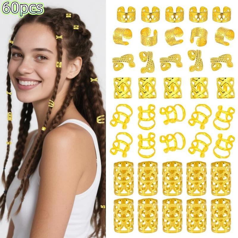Dreadlock Accessories Bulk Set Alloy Spiral Braid Clips Gold Silver Colors Diy Festival Party Hair Jewelry Unisex Styling Kit