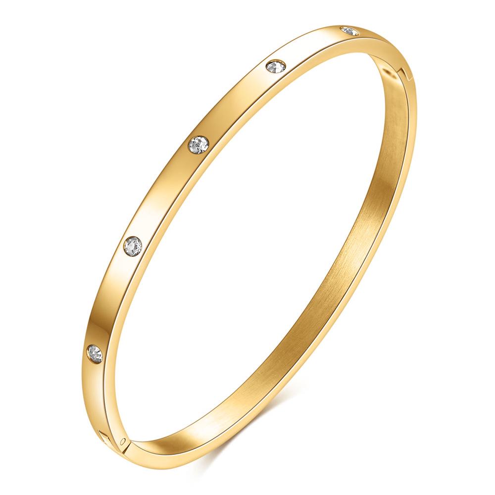 Stylish Zirconia Open Cuff Bracelet - 4MM/6MM Stainless Steel Couple Design