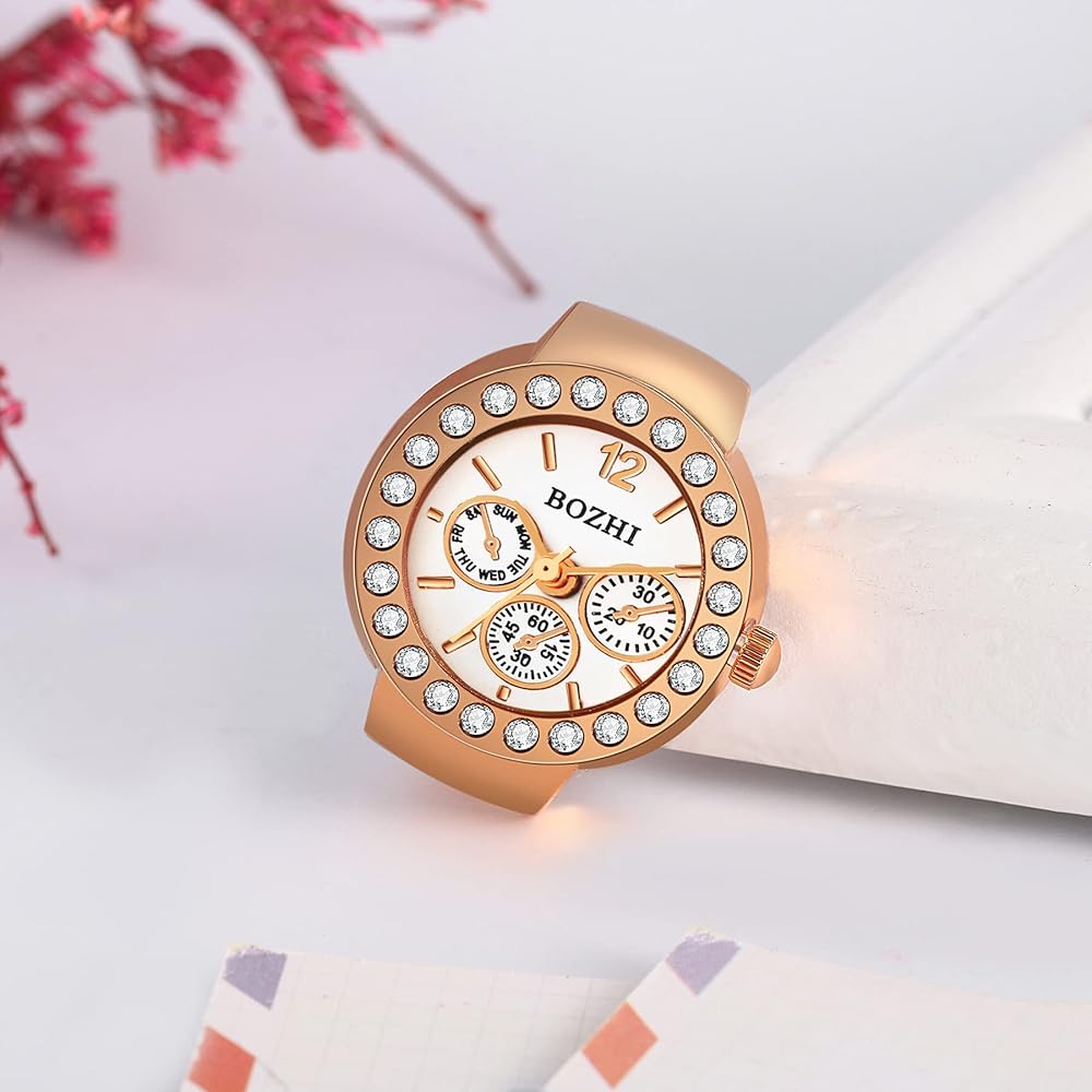 JewelryWe Women's Ring Watch Decorative Timepiece with Large Number Dial Couple Set