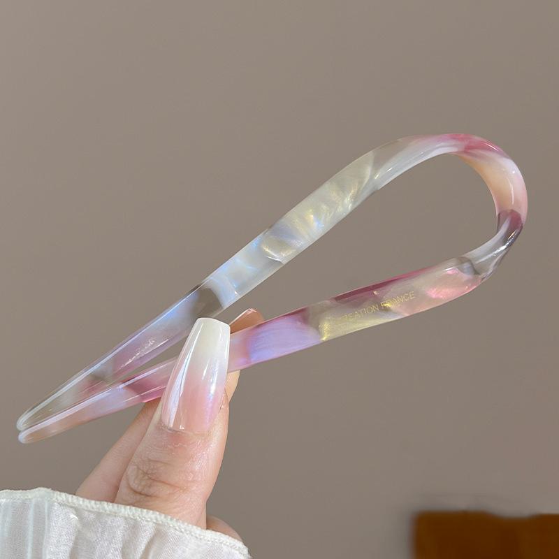 Niche High-end Acetate Sweet Thread Colored U-shaped Hair Clip Elegant Retro Woven Hair Clip Multifunctional Daily Hair Clip