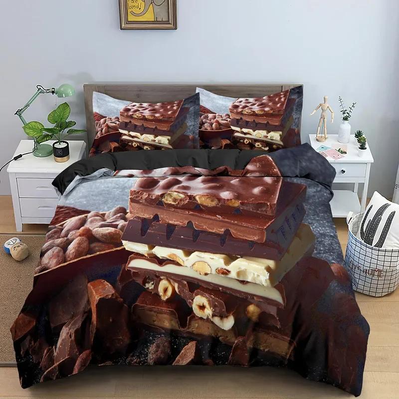 Chocolate Bedding Set Dessert Candy Duvet Cover Comforter Cover Sweet Food Girls Single Queen King 2/3pcs Polyester Quilt Cover