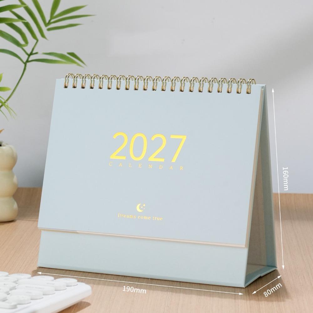 Paper 2027 Desk Calendar Spiral Binding Flip Calendar Durable Academic Planner Office Desk
