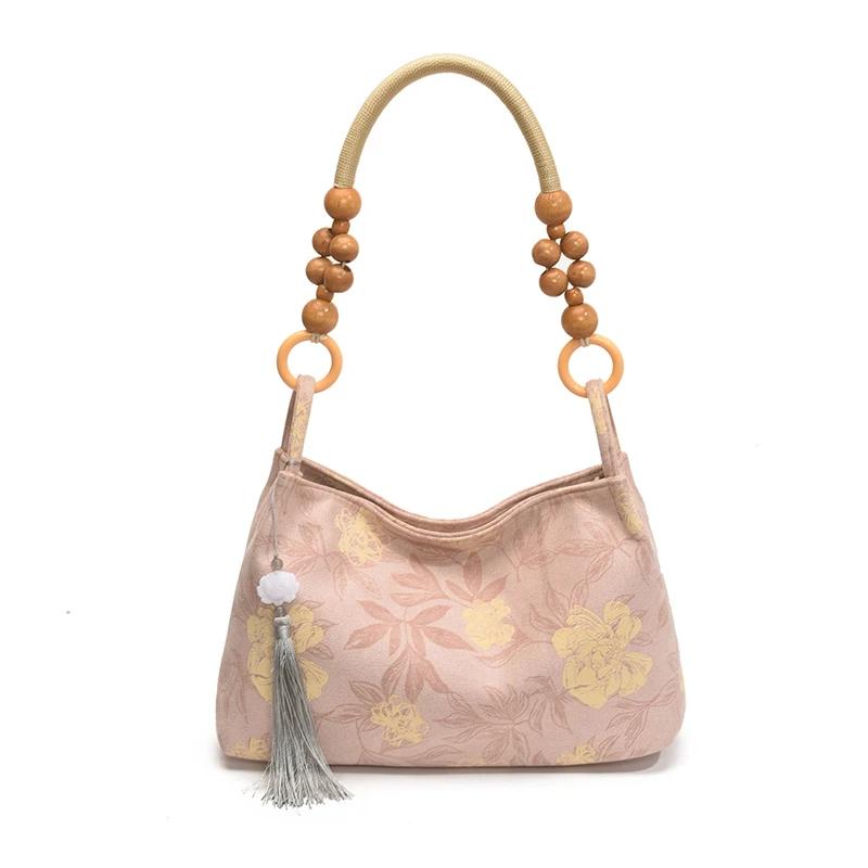 Hasp Microfiber Tassel Beading Shoulder Bags 2026 Fashion Large Capacity Women's Bags Versatile National Style Women's Handbags