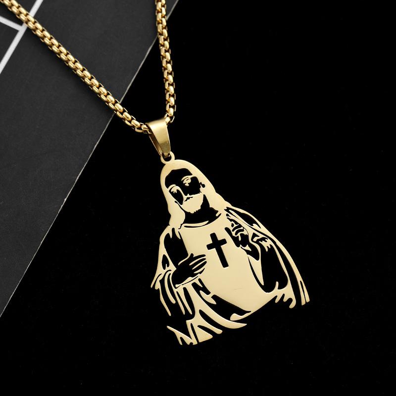 European and American Hollow Cross Pendant Men s Hip Hop Titanium Steel Necklace Jewelry 60CM