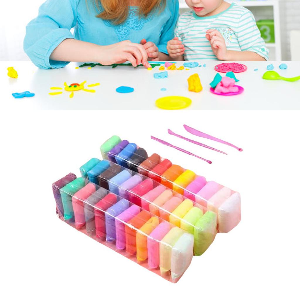 DIY Clay 36 Bright Colors Lightweight Flexible Soft Easy to Dry Modeling Clay Kit Child Gift