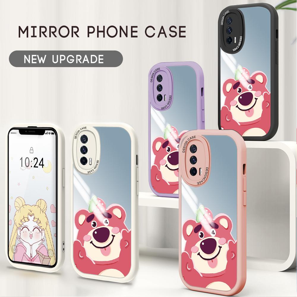 

Милый диснеевский ультратонкий ультратонкий зеркальный чехол с изображением медвежонка и клубники, полный охват камеры, противоударный защитный чехол для Xiaomi Redmi