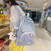 Color Block Backpack Female Junior High School Student Backpack Large Capacity Schoolbag Student Travel Bag