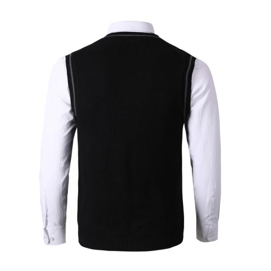 Pánská vesta svetr s výstřihem do V bez rukávů Slim Fit Colorblock Pletený svetr Slim Fit Střední délka Zahuštěný svetr preppy a business stylu