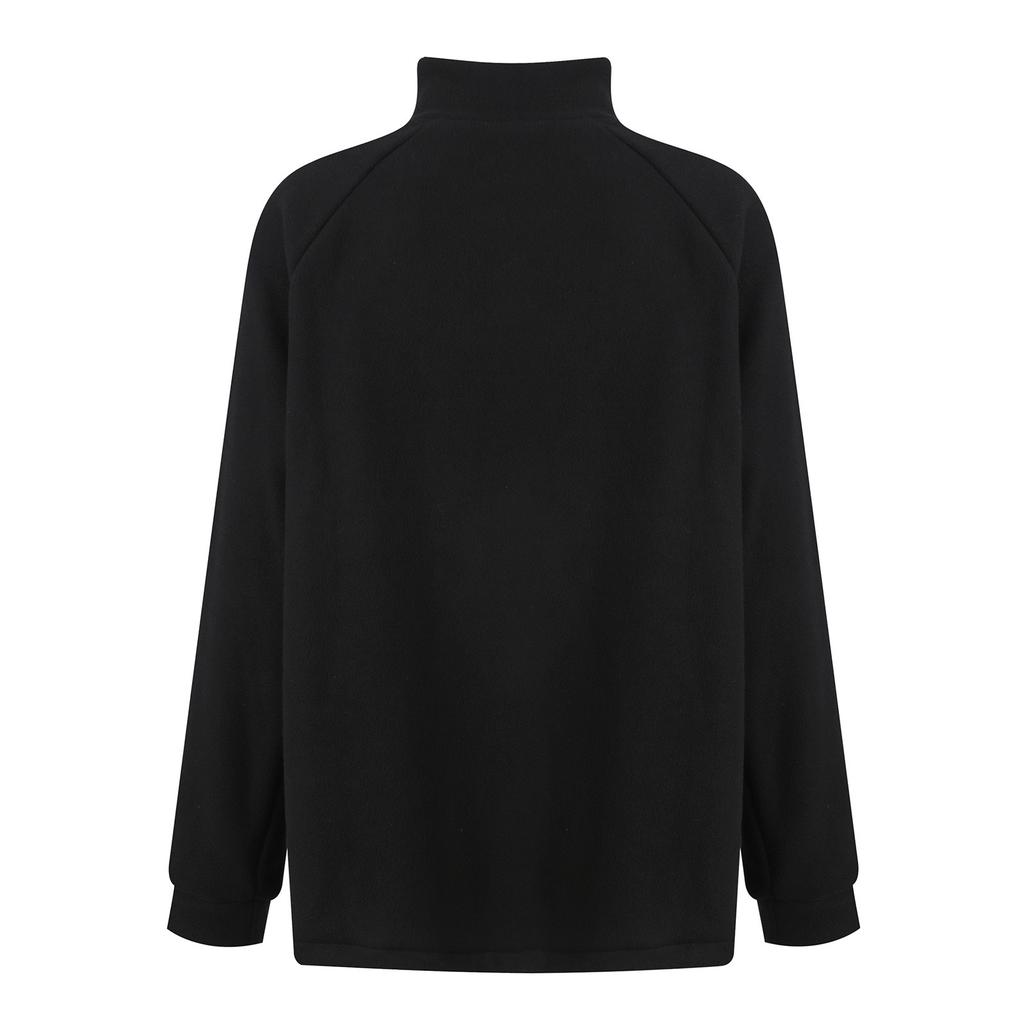 Women's Irregular High Neck Plush Casual Sweatshirt Zipper Loose Top