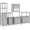 5 Piece Bathroom Furniture Set Gray Sonoma and Black Wood Based Material