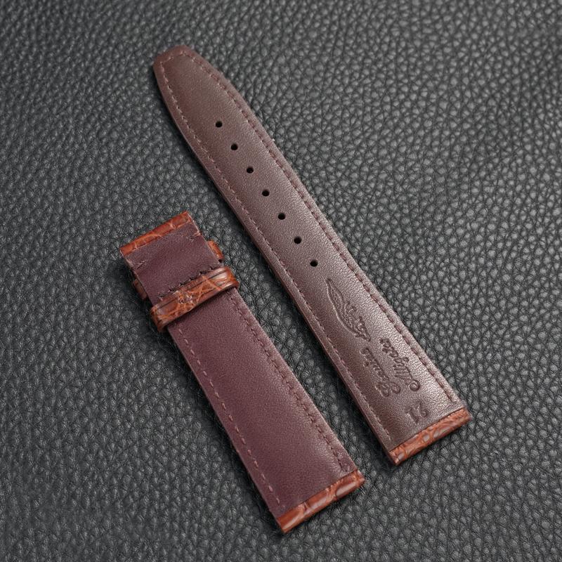 21mm 22mm Crocodile Leather Strap For IWC Portugues Pilot Men's Bracelet Replacement Wrist Strap Brown Black Bracelet