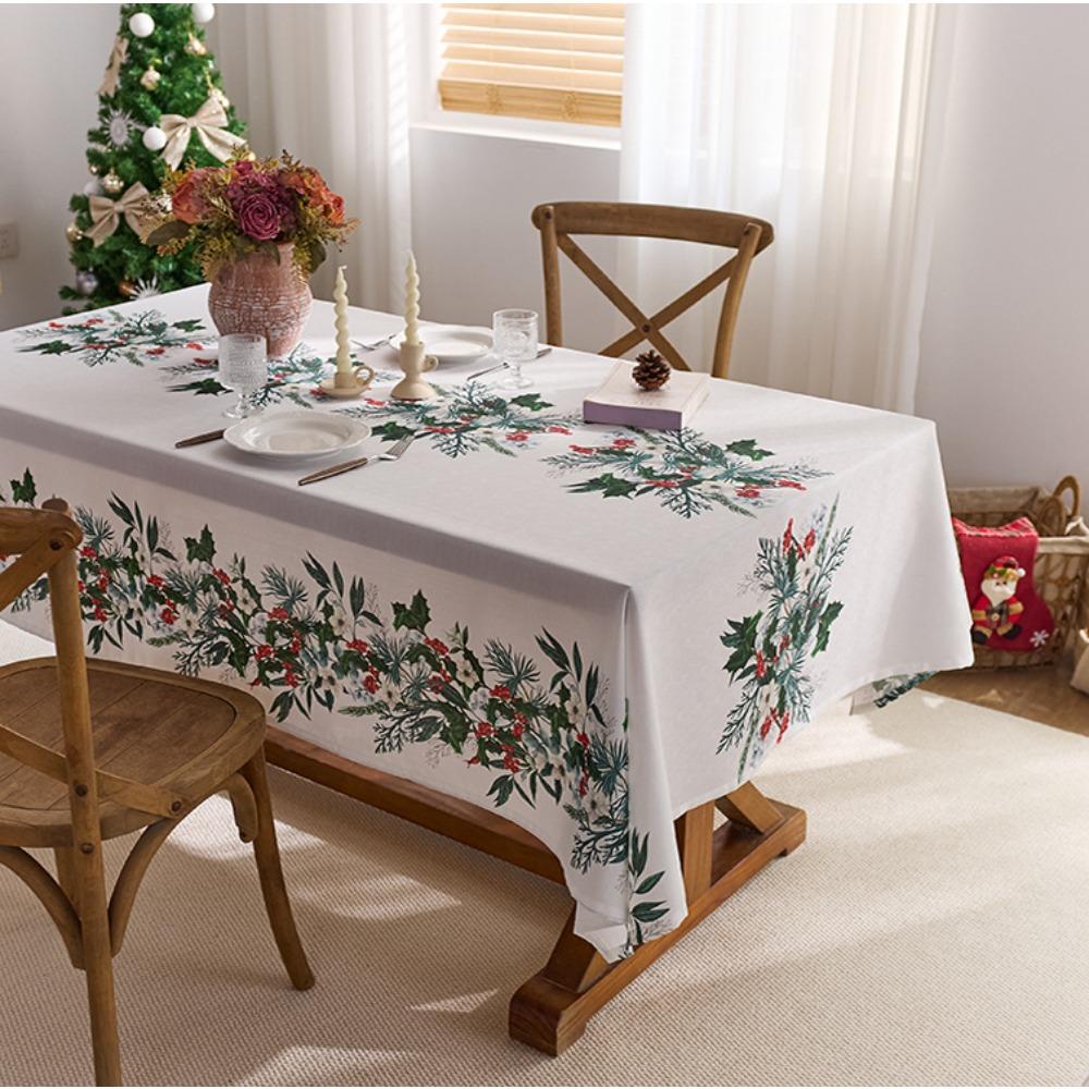 Christmas Themed Waterproof Tablecloth Rectangle Dining Decor Fabric for Kitchen Living Room Coffee Table
